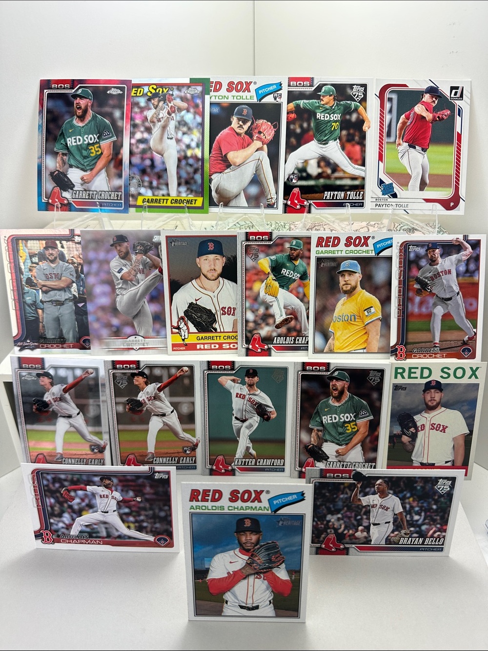 3 Payton Tolle Rookies Red Sox lot of 19 Chapman/Crochet Red White & Blue Chrome